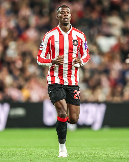 Nordi Mukiele of Sunderland during the Premier League match Sunderland vs Arsenal at Stadium Of Light, Sunderland, United Kingdom on 12 September 2026

(Photo by Alfie Cosgrove/News Images)