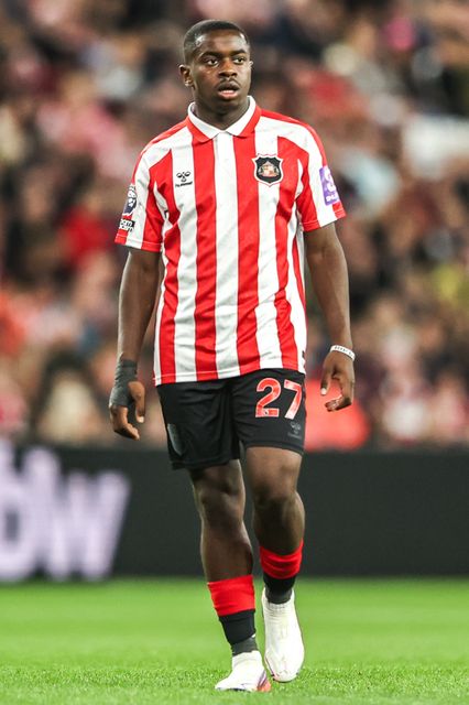 Noah Sadiki of Sunderland during the Premier League match Sunderland vs Arsenal at Stadium Of Light, Sunderland, United Kingdom on 12 September 2026

(Photo by Alfie Cosgrove/News Images)