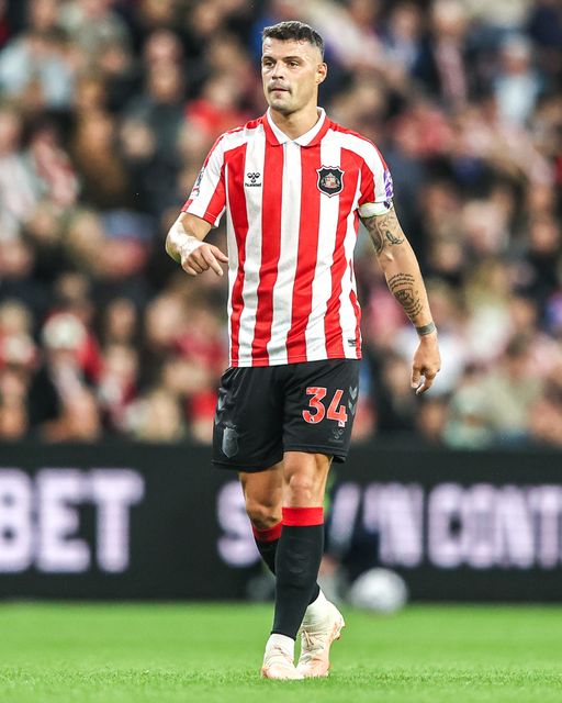 Granit Xhaka of Sunderland during the Premier League match Sunderland vs Arsenal at Stadium Of Light, Sunderland, United Kingdom on 12 September 2026

(Photo by Alfie Cosgrove/News Images)