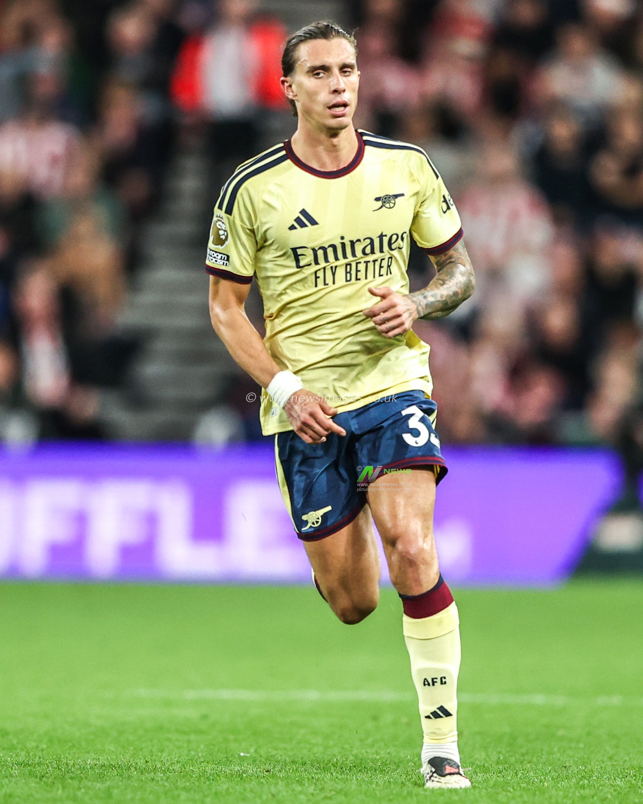 Riccardo Calafiori of Arsenal during the Premier League match Sunderland vs Arsenal at Stadium Of Light, Sunderland, United Kingdom on 12 September 2026

(Photo by Alfie Cosgrove/News Images)