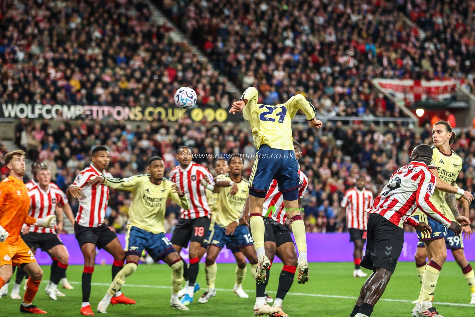 Kai Havertz of Arsenal heads on goal during the Premier League match Sunderland vs Arsenal at Stadium Of Light, Sunderland, United Kingdom on 12 September 2026

(Photo by Alfie Cosgrove/News Images)