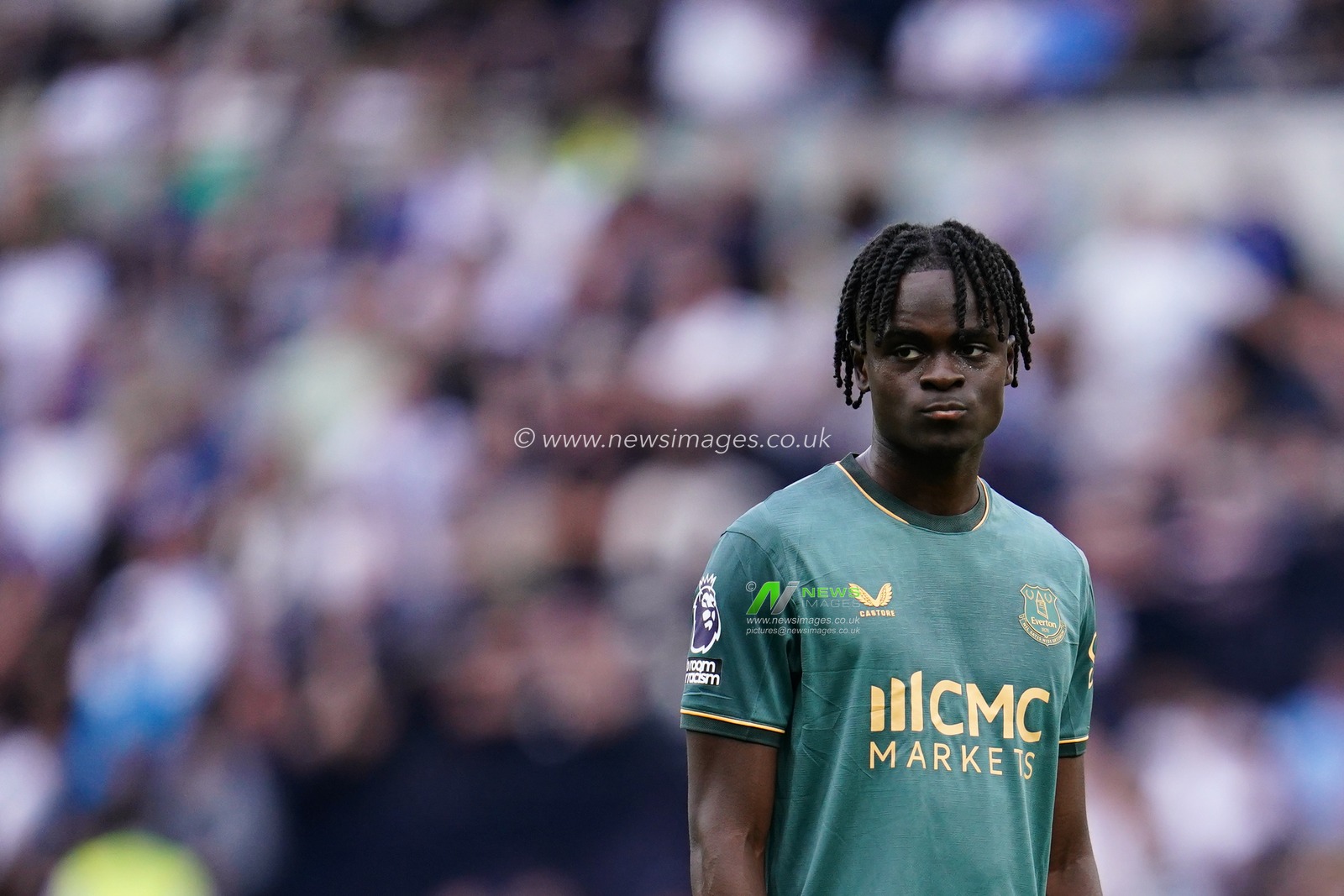 Tyrique George of Everton during the Premier League match Tottenham Hotspur vs Everton at Tottenham Hotspur Stadium, London, United Kingdom on 12 September 2026

(Photo by Harvey Murphy/News Images)