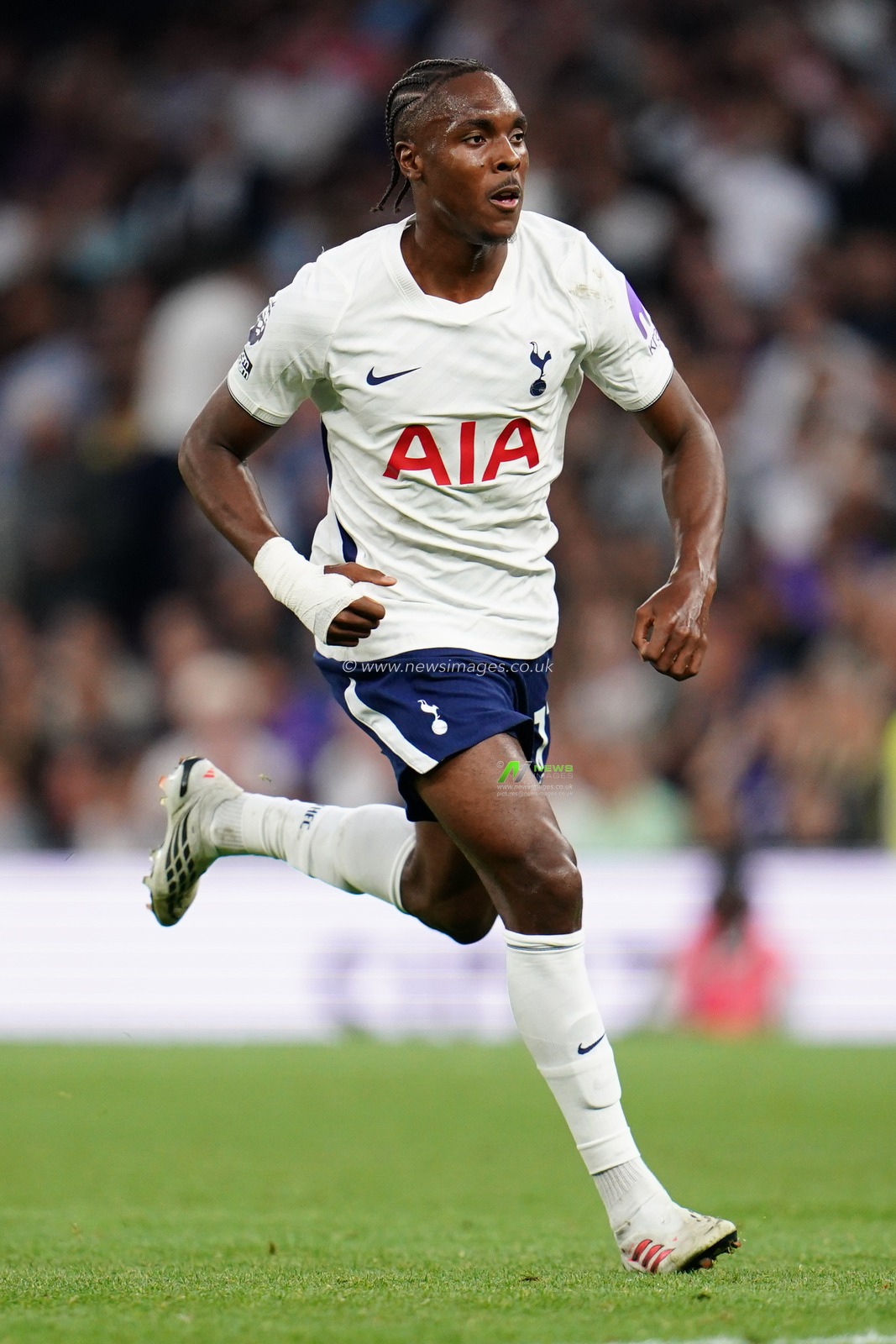 Mathys Tel of Tottenham Hotspur during the Premier League match Tottenham Hotspur vs Everton at Tottenham Hotspur Stadium, London, United Kingdom on 12 September 2026

(Photo by Harvey Murphy/News Images)