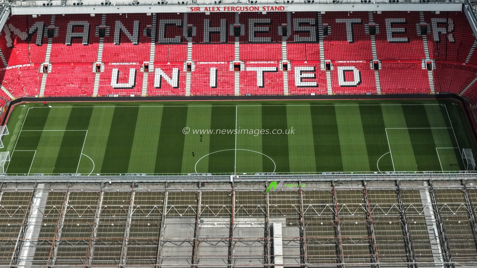 An aerial view of Old Trafford and the Sir Alex Ferguson Stand during the Premier League match Manchester United vs Manchester City at Old Trafford, Manchester, United Kingdom on 13 September 2026

(Photo by Mark Cosgrove/News Images)