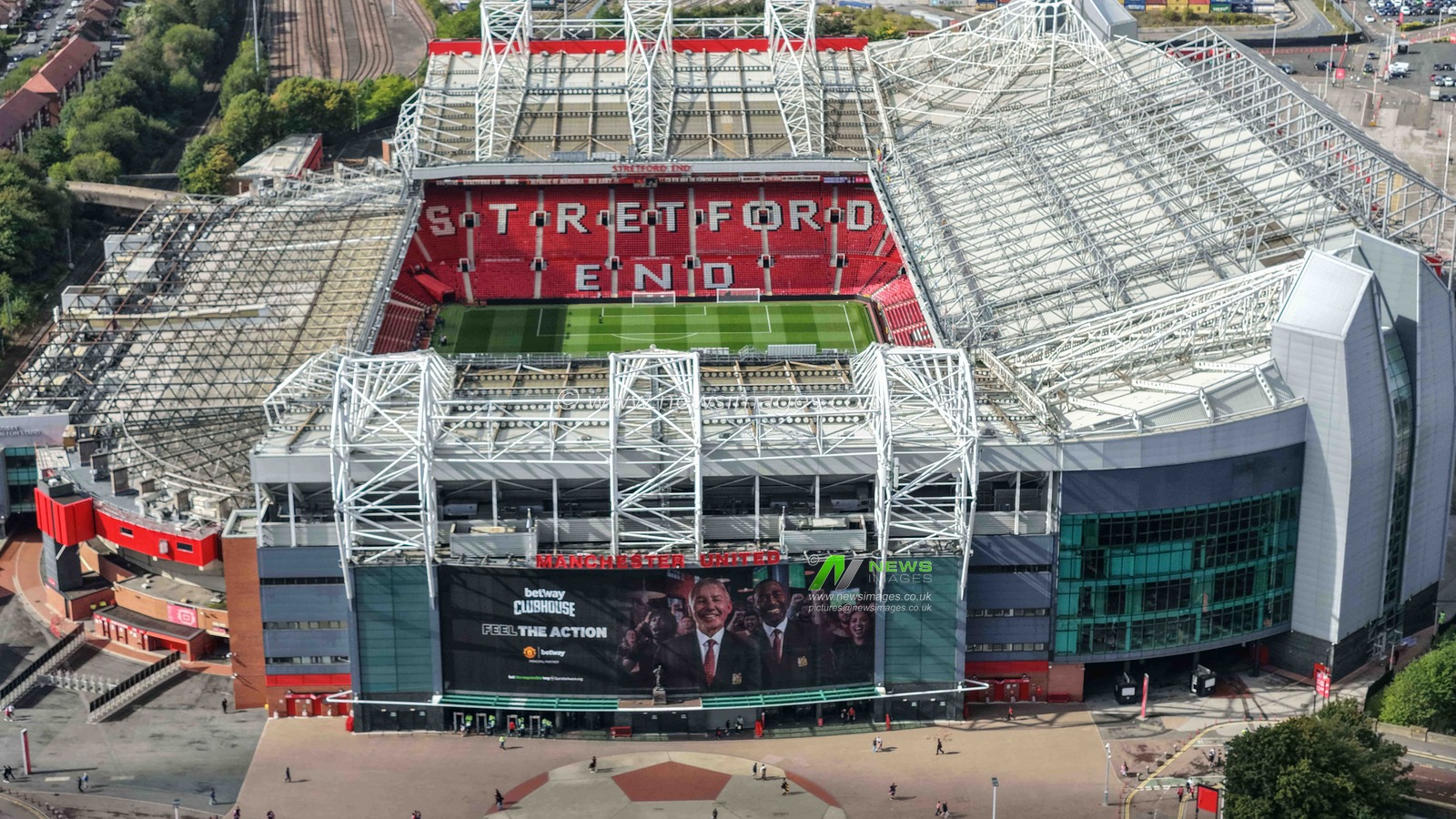 An aerial view of Old Trafford and the Stretford End during the Premier League match Manchester United vs Manchester City at Old Trafford, Manchester, United Kingdom on 13 September 2026

(Photo by Mark Cosgrove/News Images)
