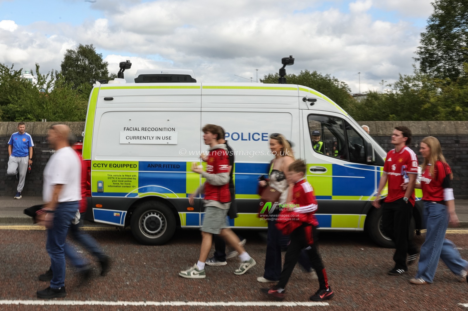 Greater Manchester Police facial recognition camera van in use capturing fans faces as they make their way to Old Trafford  during the Premier League match Manchester United vs Manchester City at Old Trafford, Manchester, United Kingdom on 13 September 2026

(Photo by Mark Cosgrove/News Images)