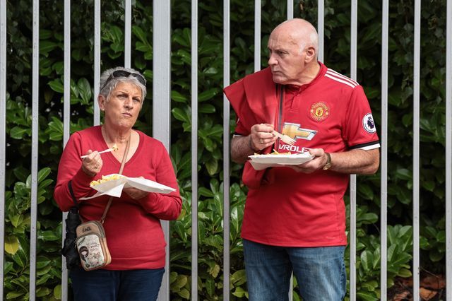 Manchester United fans grabbing a bite to eat  during the Premier League match Manchester United vs Manchester City at Old Trafford, Manchester, United Kingdom on 13 September 2026

(Photo by Mark Cosgrove/News Images)