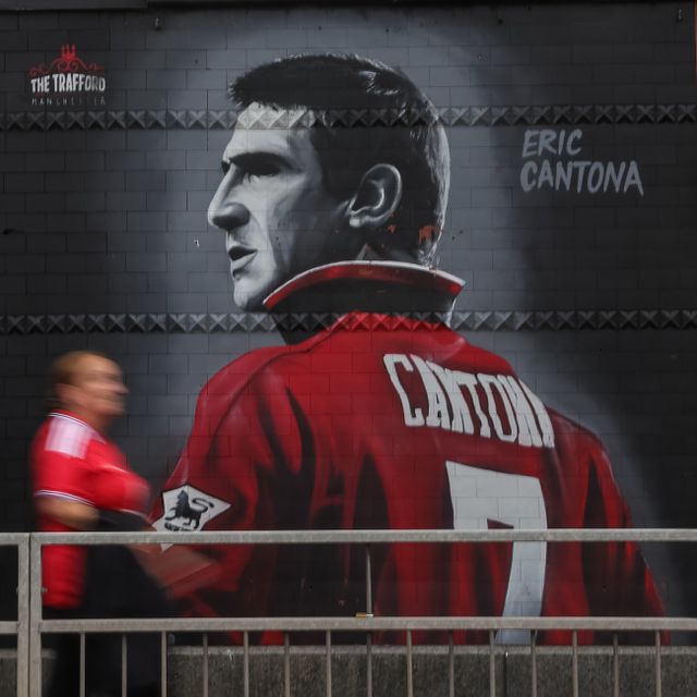 The Eric Cantona mural during the Premier League match Manchester United vs Manchester City at Old Trafford, Manchester, United Kingdom on 13 September 2026

(Photo by Mark Cosgrove/News Images)