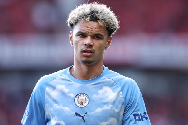 Nico O'Reilly of Manchester City in the pregame warmup session during the Premier League match Manchester United vs Manchester City at Old Trafford, Manchester, United Kingdom on 13 September 2026

(Photo by Mark Cosgrove/News Images)