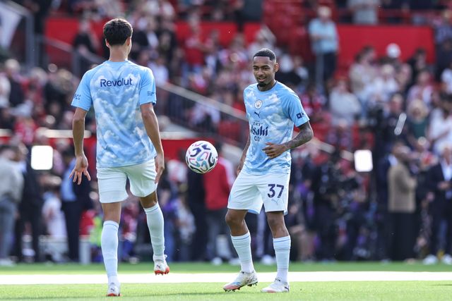 Allan of Manchester City in the pregame warmup session during the Premier League match Manchester United vs Manchester City at Old Trafford, Manchester, United Kingdom on 13 September 2026

(Photo by Mark Cosgrove/News Images)