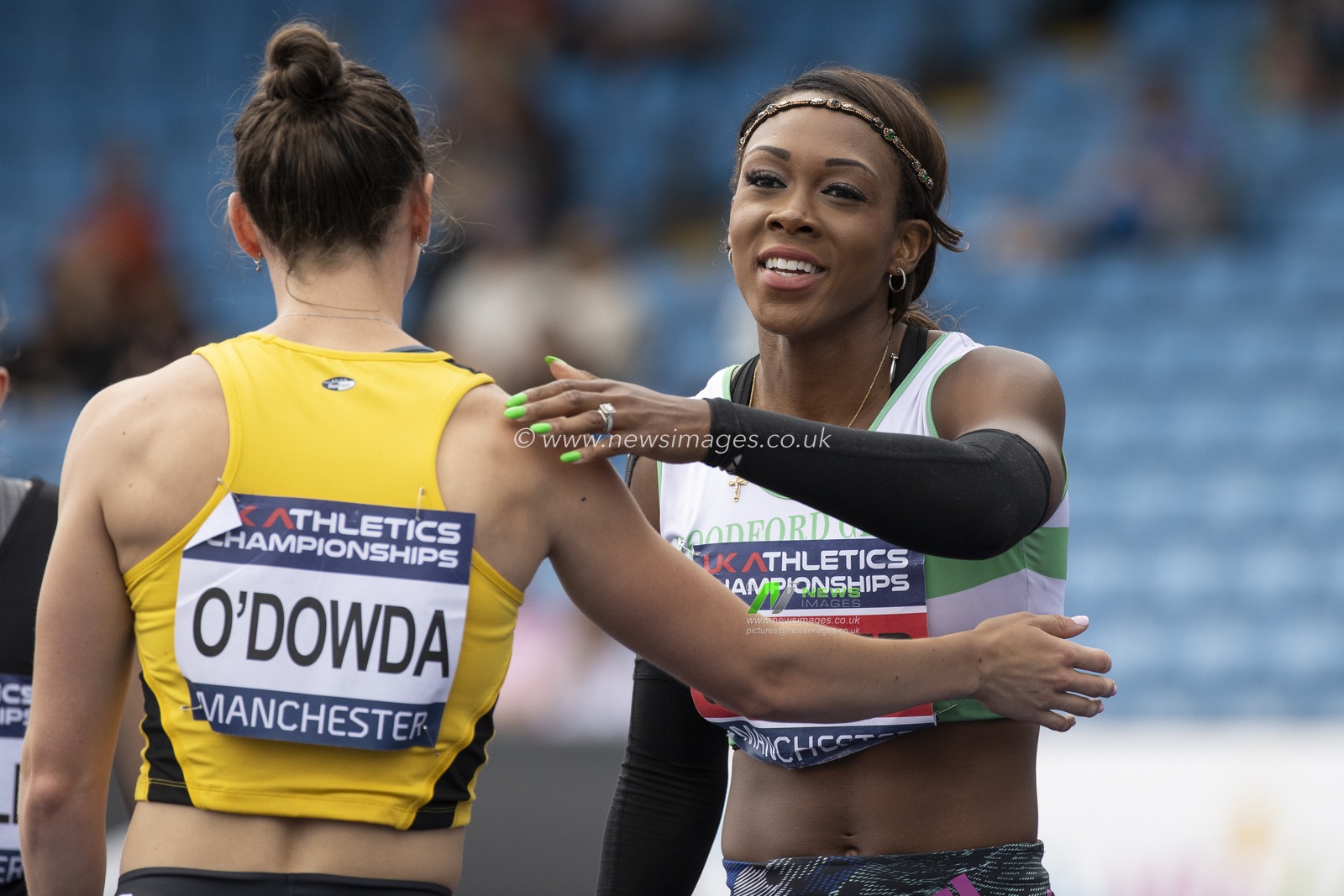 Cindy Sember after winning the womenâ€™s 100m hurdles during the UK Athletics Championships at Manchester Regional Arena, Manchester, United Kingdom, 8th July 2023.

(Photo by Conor Molloy/News Images)