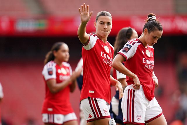 Steph Catley of Arsenal at full time during the Women's Super League match Arsenal vs Crystal Palace at Emirates, London, United Kingdom on 13 September 2026

(Photo by Harvey Murphy/News Images)