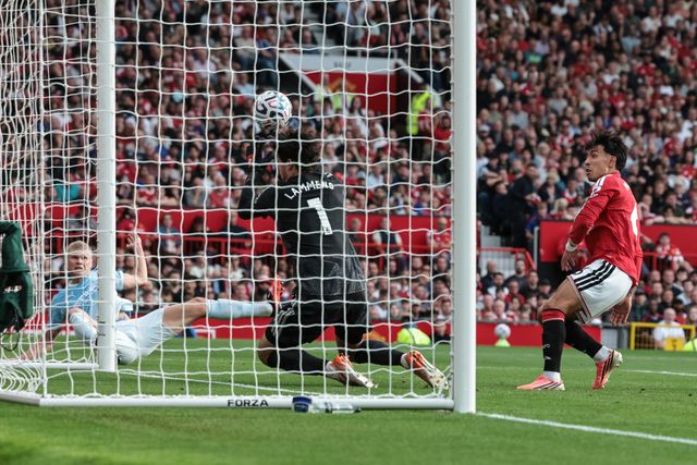Erling Haaland of Manchester City scores to make it 0-1 during the Premier League match Manchester United vs Manchester City at Old Trafford, Manchester, United Kingdom on 13 September 2026

(Photo by Mark Cosgrove/News Images)