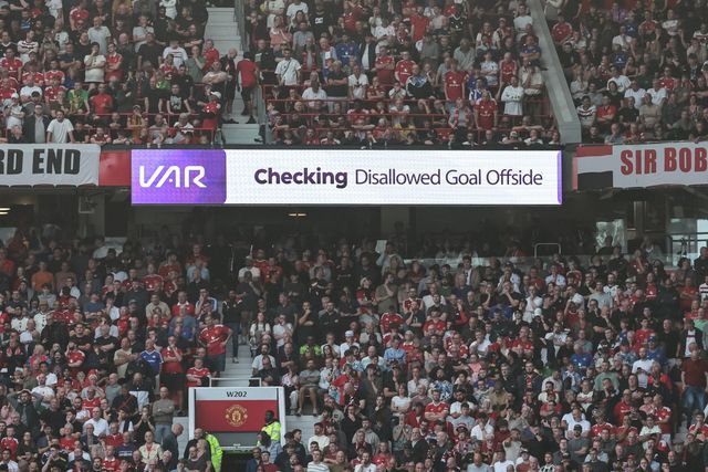VAR check on Erling Haaland of Manchester City goal during the Premier League match Manchester United vs Manchester City at Old Trafford, Manchester, United Kingdom on 13 September 2026

(Photo by Mark Cosgrove/News Images)