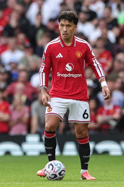Lisandro Martinez of Manchester United with the ball during the Premier League match Manchester United vs Manchester City at Old Trafford, Manchester, United Kingdom on 13 September 2026

(Photo by Mark Cosgrove/News Images)