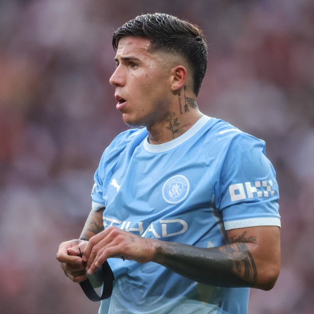 Enzo Fernandez of Manchester City reacts during the Premier League match Manchester United vs Manchester City at Old Trafford, Manchester, United Kingdom on 13 September 2026

(Photo by Mark Cosgrove/News Images)