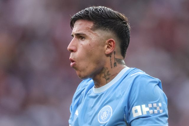 Enzo Fernandez of Manchester City reacts during the Premier League match Manchester United vs Manchester City at Old Trafford, Manchester, United Kingdom on 13 September 2026

(Photo by Mark Cosgrove/News Images)