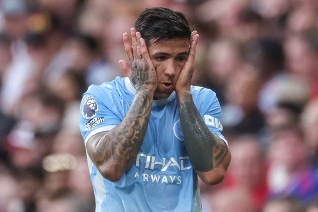 Enzo Fernandez of Manchester City reacts after being substituted during the Premier League match Manchester United vs Manchester City at Old Trafford, Manchester, United Kingdom on 13 September 2026

(Photo by Mark Cosgrove/News Images)