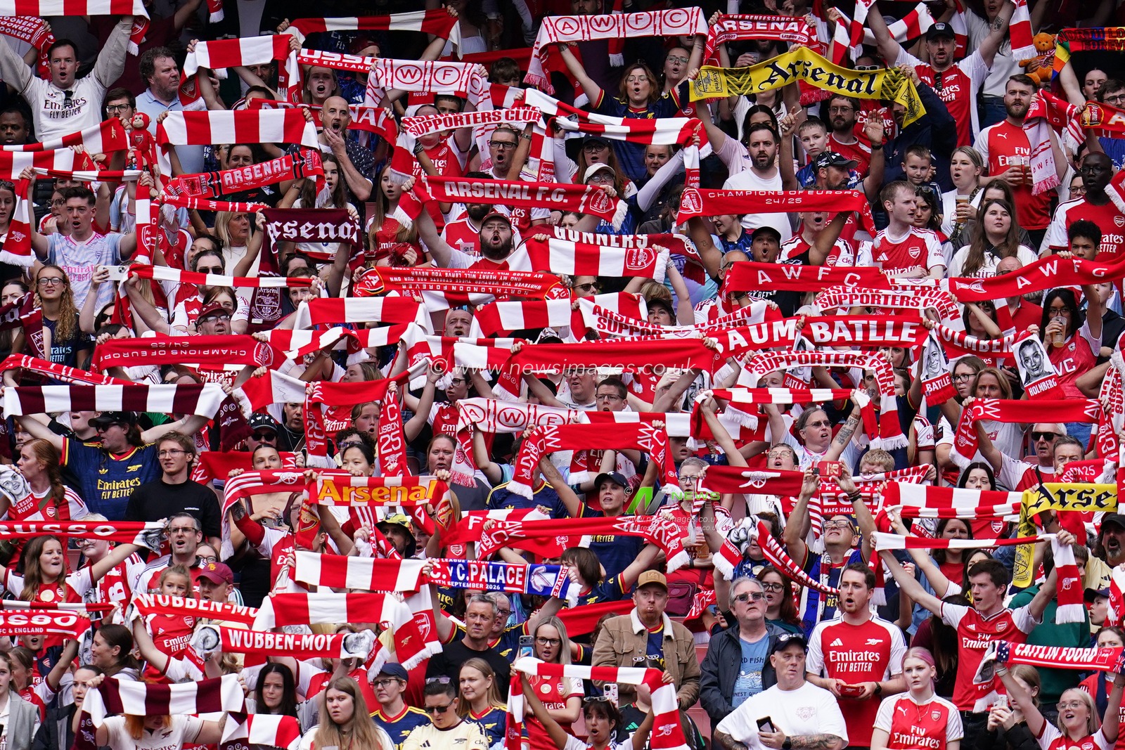 Arsenal supporters ahead of kick off during the Women's Super League match Arsenal vs Crystal Palace at Emirates, London, United Kingdom on 13 September 2026

(Photo by Harvey Murphy/News Images)