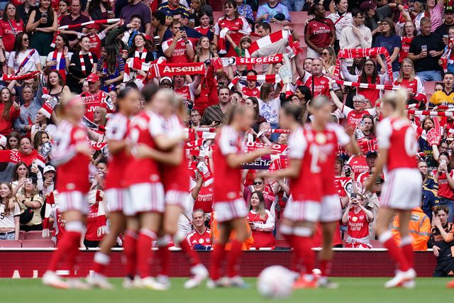 Arsenal players ahead of kick off during the Women's Super League match Arsenal vs Crystal Palace at Emirates, London, United Kingdom on 13 September 2026

(Photo by Harvey Murphy/News Images)