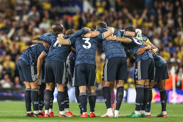 Newcastle United have a team huddle during the Premier League match Leeds United vs Newcastle Untied at Elland Road, Leeds, United Kingdom on 14 September 2026

(Photo by Alfie Cosgrove/News Images)