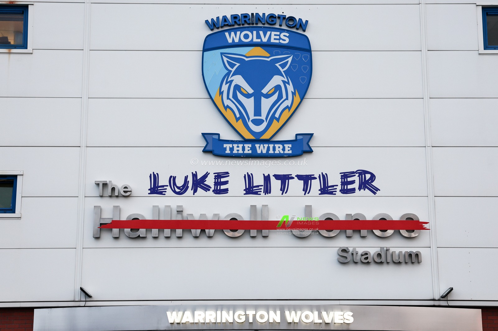 A view of the Luke Little Stadium as its renamed from the Halliwell Jones Stadium for one game only during the Betfred Super League Round 2 match Warrington Wolves vs Catalans Dragons at Luke Littler Stadium, Warrington, United Kingdom, 21st February 2025

(Photo by Mark Cosgrove/News Images)