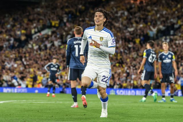Ao Tanaka of Leeds United celebrates his goal to make it 1-0 during the Premier League match Leeds United vs Newcastle Untied at Elland Road, Leeds, United Kingdom on 14 September 2026

(Photo by Alfie Cosgrove/News Images)