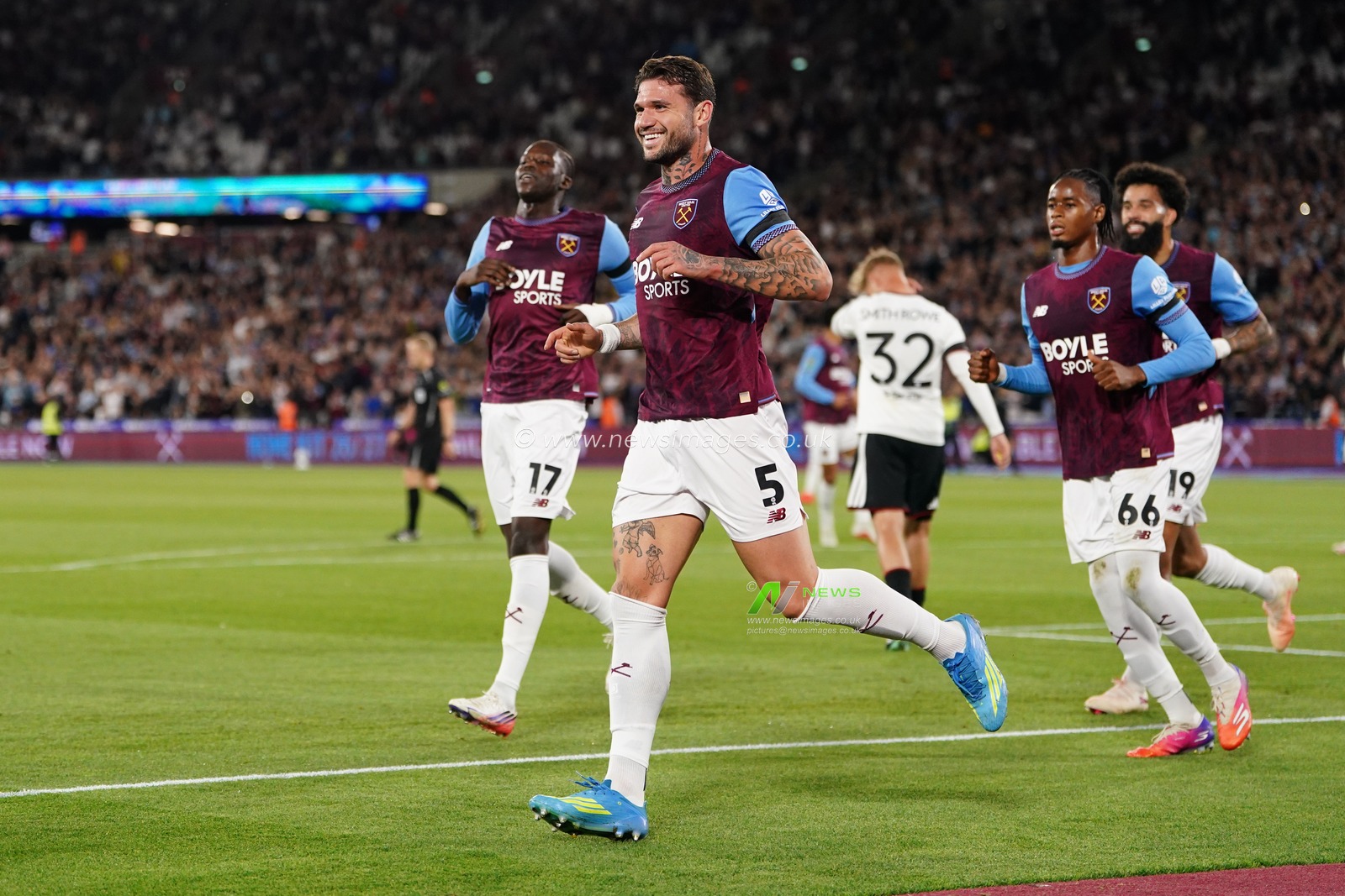 Morato of West Ham United celebrates his goal during the Carabao Cup round 3 match West Ham United vs Fulham at London Stadium, London, United Kingdom on 15 September 2026

(Photo by Harvey Murphy/News Images)