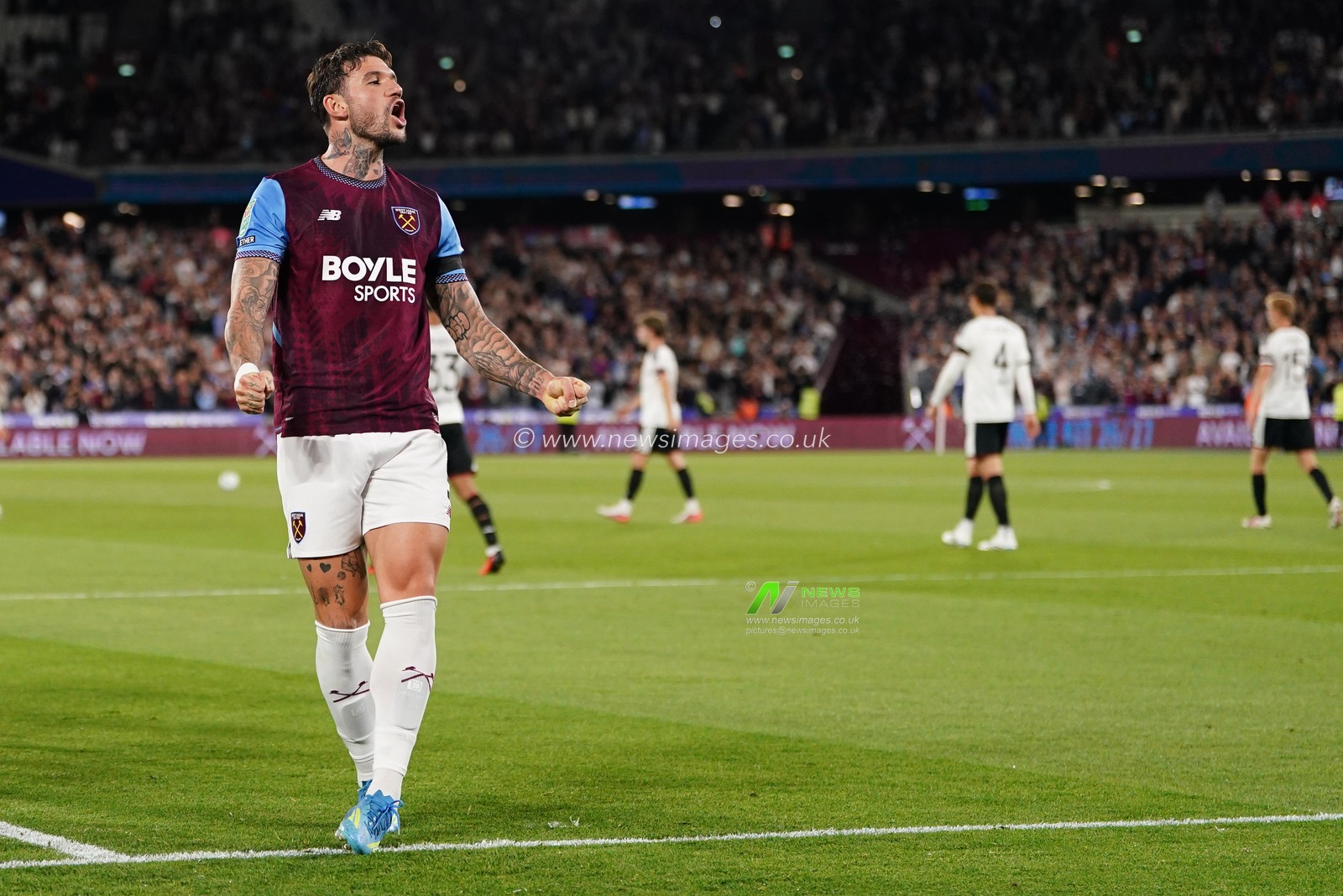 Morato of West Ham United celebrates his Goal during the Carabao Cup round 3 match West Ham United vs Fulham at London Stadium, London, United Kingdom on 15 September 2026

(Photo by Harvey Murphy/News Images)