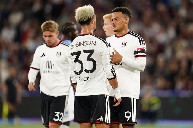 Antonee Robinson of Fulham and Rodrigo Muniz of Fulham during the Carabao Cup round 3 match West Ham United vs Fulham at London Stadium, London, United Kingdom on 15 September 2026

(Photo by Harvey Murphy/News Images)