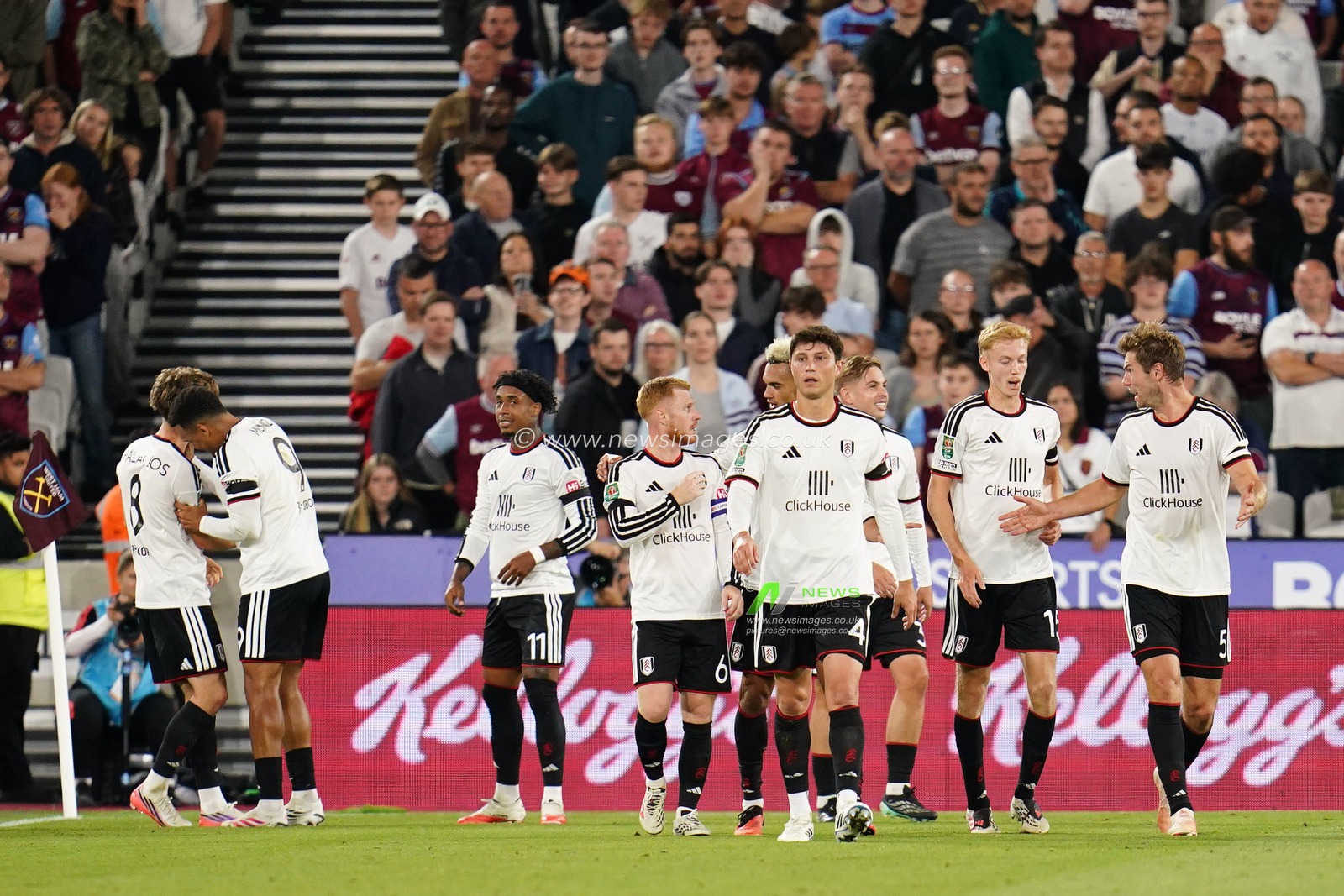 Fulham players during the Carabao Cup round 3 match West Ham United vs Fulham at London Stadium, London, United Kingdom on 15 September 2026

(Photo by Harvey Murphy/News Images)