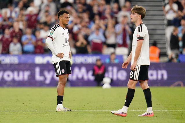 Fulham players look on as West Ham make it 2-2  during the Carabao Cup round 3 match West Ham United vs Fulham at London Stadium, London, United Kingdom on 15 September 2026

(Photo by Harvey Murphy/News Images)