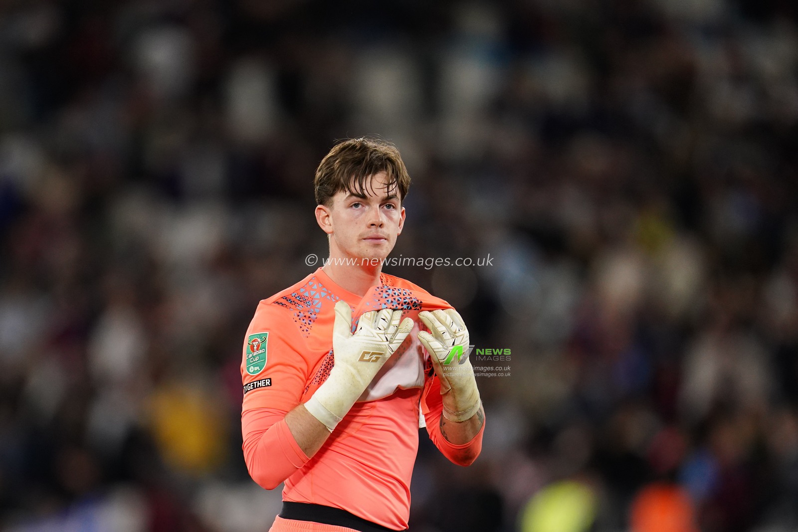 West Ham United goalkeeper Finlay Herrick during the Carabao Cup round 3 match West Ham United vs Fulham at London Stadium, London, United Kingdom on 15 September 2026

(Photo by Harvey Murphy/News Images)