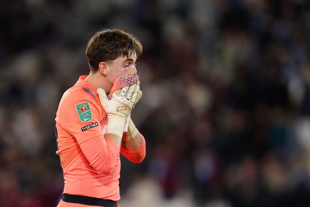 West Ham United goalkeeper Finlay Herrick during the Carabao Cup round 3 match West Ham United vs Fulham at London Stadium, London, United Kingdom on 15 September 2026

(Photo by Harvey Murphy/News Images)