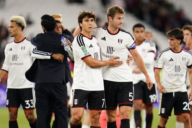 Fulham players celebrate 2-3 win during the Carabao Cup round 3 match West Ham United vs Fulham at London Stadium, London, United Kingdom on 15 September 2026

(Photo by Harvey Murphy/News Images)