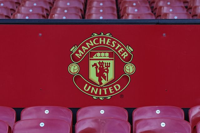 Manchester United logo on the parapet wall during the Carabao Cup round 3 match Manchester United vs Brighton & Hove Albion at Old Trafford, Manchester, United Kingdom on 16 September 2026

(Photo by Mark Cosgrove/News Images)