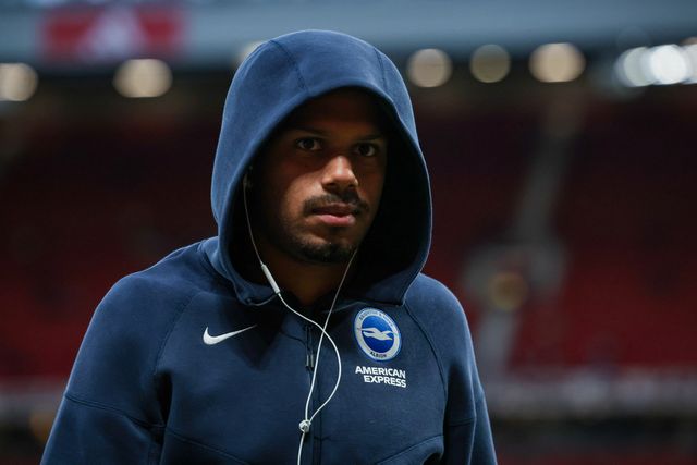 Georginio Rutter of Brighton & Hove Albion arrives at the stadium prior to kick off during the Carabao Cup round 3 match Manchester United vs Brighton & Hove Albion at Old Trafford, Manchester, United Kingdom on 16 September 2026

(Photo by Mark Cosgrove/News Images)