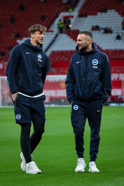 Brighton players inspects the pitch prior to kick off during the Carabao Cup round 3 match Manchester United vs Brighton & Hove Albion at Old Trafford, Manchester, United Kingdom on 16 September 2026

(Photo by Mark Cosgrove/News Images)