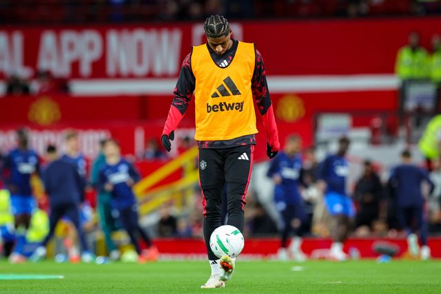 Marcus Rashford of Manchester United in the pregame warmup session  during the Carabao Cup round 3 match Manchester United vs Brighton & Hove Albion at Old Trafford, Manchester, United Kingdom on 16 September 2026

(Photo by Mark Cosgrove/News Images)