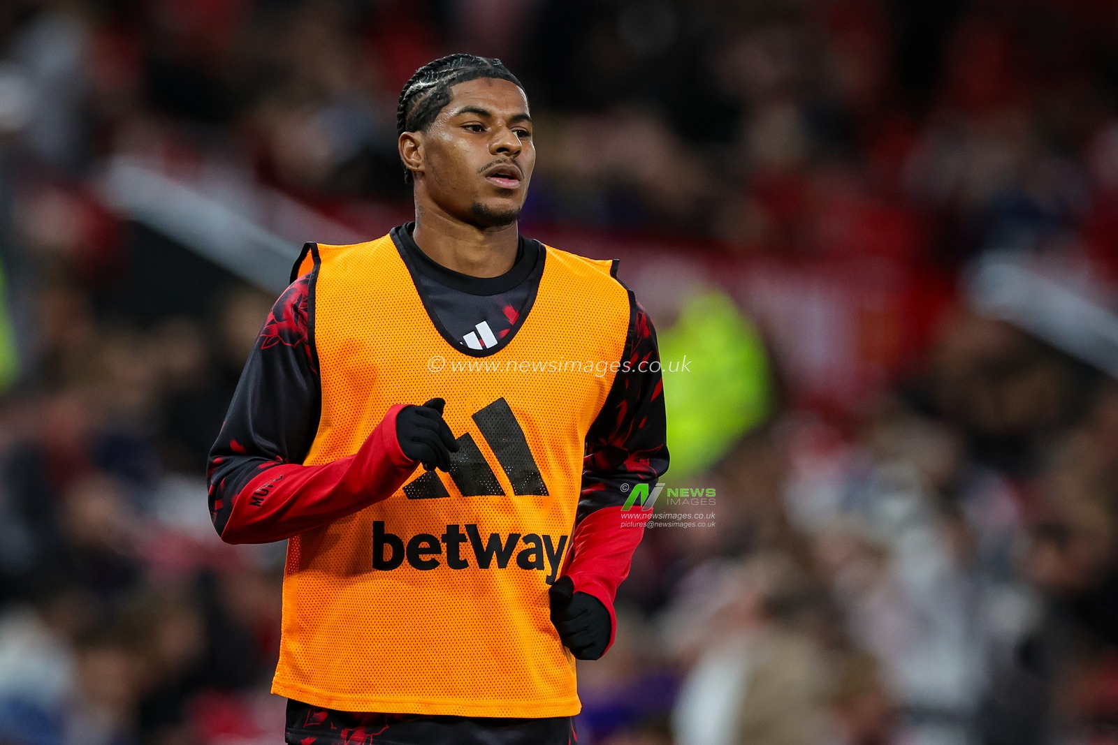 Marcus Rashford of Manchester United in the pregame warmup session  during the Carabao Cup round 3 match Manchester United vs Brighton & Hove Albion at Old Trafford, Manchester, United Kingdom on 16 September 2026

(Photo by Mark Cosgrove/News Images)