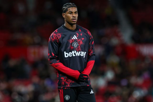 Marcus Rashford of Manchester United in the pregame warmup session  during the Carabao Cup round 3 match Manchester United vs Brighton & Hove Albion at Old Trafford, Manchester, United Kingdom on 16 September 2026

(Photo by Mark Cosgrove/News Images)