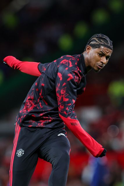 Marcus Rashford of Manchester United in the pregame warmup session  during the Carabao Cup round 3 match Manchester United vs Brighton & Hove Albion at Old Trafford, Manchester, United Kingdom on 16 September 2026

(Photo by Mark Cosgrove/News Images)