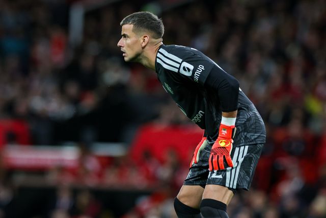 Manchester United goalkeeper Karl Darlow in action during the Carabao Cup round 3 match Manchester United vs Brighton & Hove Albion at Old Trafford, Manchester, United Kingdom on 16 September 2026

(Photo by Mark Cosgrove/News Images)