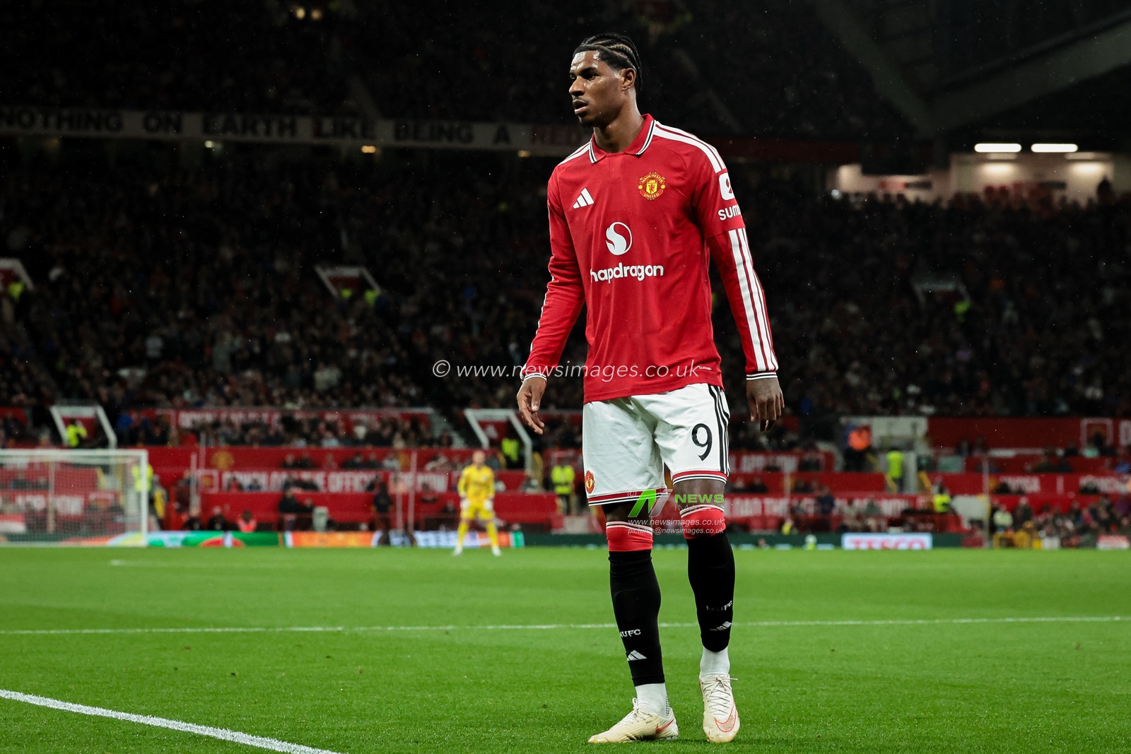 Marcus Rashford of Manchester United in action during the Carabao Cup round 3 match Manchester United vs Brighton & Hove Albion at Old Trafford, Manchester, United Kingdom on 16 September 2026

(Photo by Mark Cosgrove/News Images)