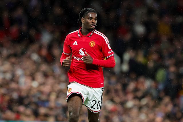 Ayden Haven of Manchester United in action during the Carabao Cup round 3 match Manchester United vs Brighton & Hove Albion at Old Trafford, Manchester, United Kingdom on 16 September 2026

(Photo by Mark Cosgrove/News Images)