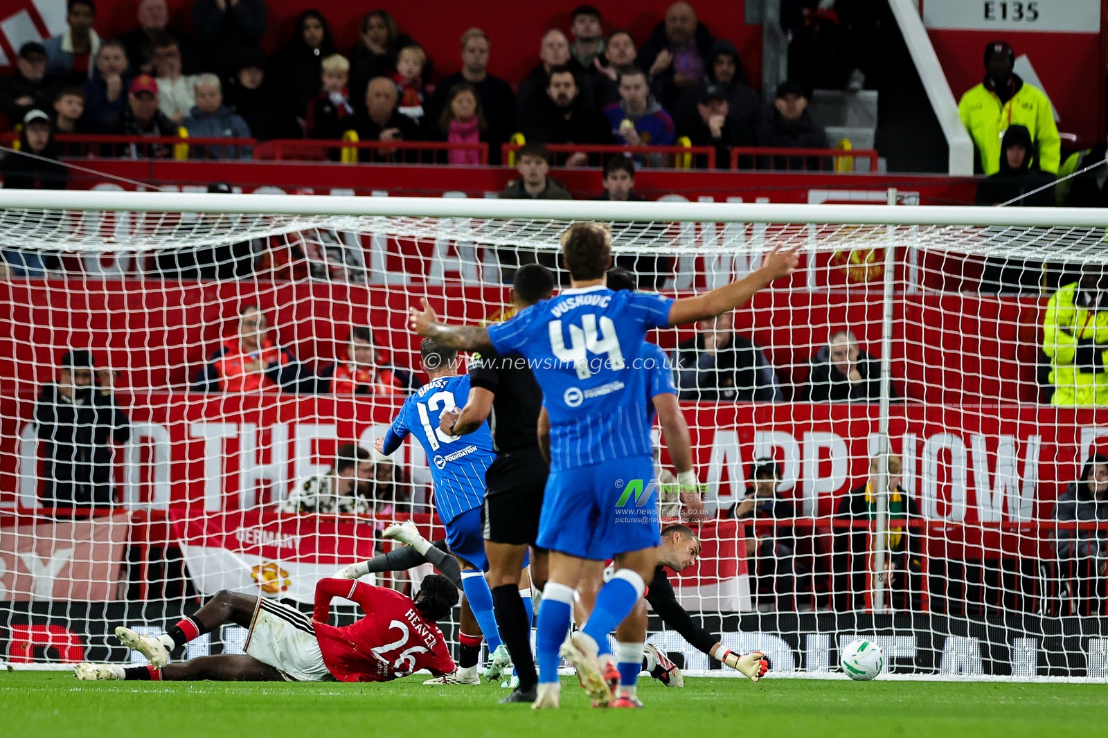 Pascal Groß of Brighton & Hove Albion scores to make it  2-2 during the Carabao Cup round 3 match Manchester United vs Brighton & Hove Albion at Old Trafford, Manchester, United Kingdom on 16 September 2026

(Photo by Mark Cosgrove/News Images)