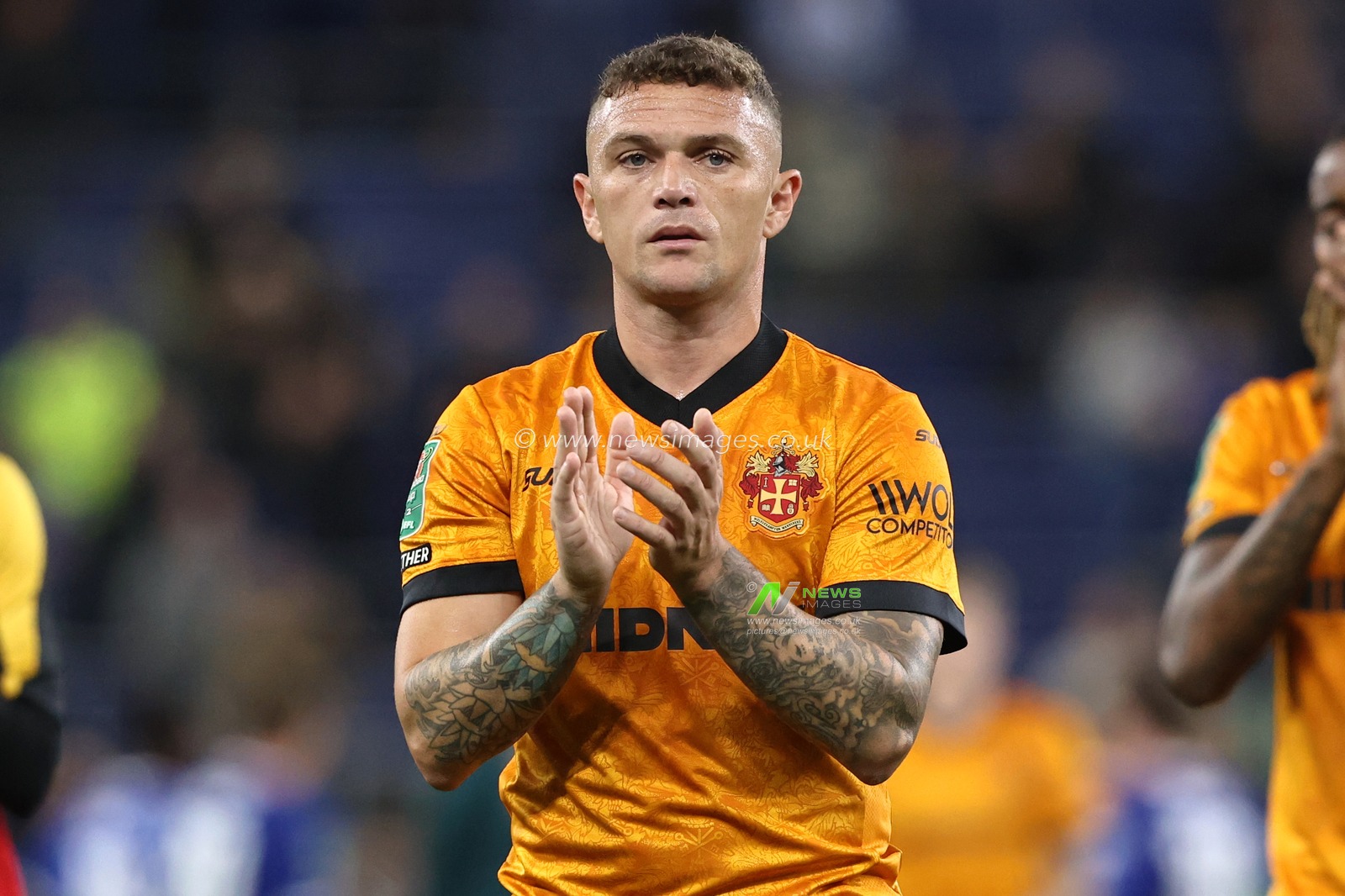 Kieran Trippier of Wolverhampton Wanderers applauds the fans after the game during the Carabao Cup round 3 match Everton vs Wolverhampton Wanderers at Hill Dickinson Stadium, Liverpool, United Kingdom on 16 September 2026

(Photo by Alfie Cosgrove/News Images)