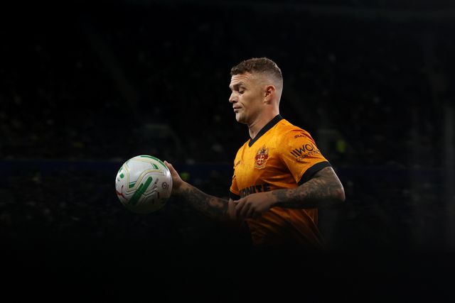 Kieran Trippier of Wolverhampton Wanderers during the Carabao Cup round 3 match Everton vs Wolverhampton Wanderers at Hill Dickinson Stadium, Liverpool, United Kingdom on 16 September 2026

(Photo by Alfie Cosgrove/News Images)
