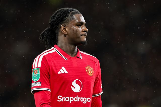Ayden Heaven in action during the Carabao Cup round 3 match Manchester United vs Brighton & Hove Albion at Old Trafford, Manchester, United Kingdom on 16 September 2026

(Photo by Mark Cosgrove/News Images)