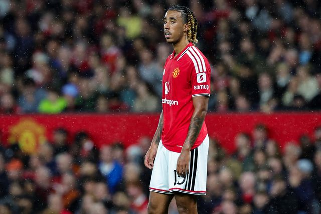 Leny Yoro of Manchester United in action during the Carabao Cup round 3 match Manchester United vs Brighton & Hove Albion at Old Trafford, Manchester, United Kingdom on 16 September 2026

(Photo by Mark Cosgrove/News Images)